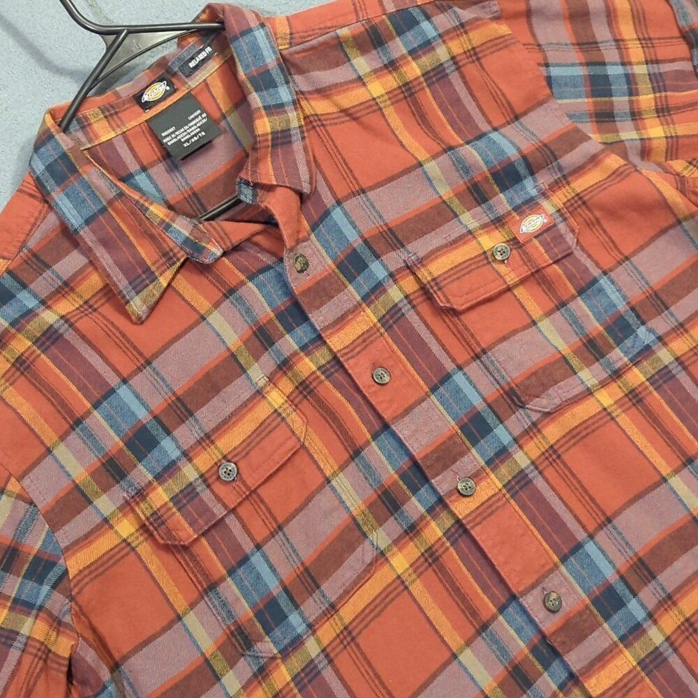 Dickies Shirt Men's XL Mulitcolor Plaid Flannel Long Sleeve Button Down